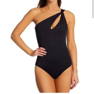 Carmen Marc Valvo‎  Twisted Tides One Shoulder Cut Out One Piece Swimsuit NEW 12